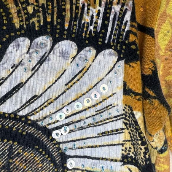 Vintage Y2K Alexandria Pierce Beaded/Sequined 3/4 Slv T Shirt Sz M Art to Wear - Picture 6 of 13